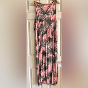 A New Day Pink and Black Leaf Print Dress